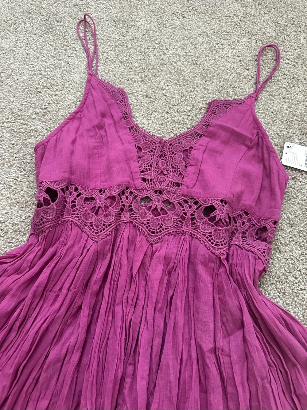 Free People Ilektra Lace Accent Cotton Slip Dress – Dahlia Mauve - Picture 9 of 15
